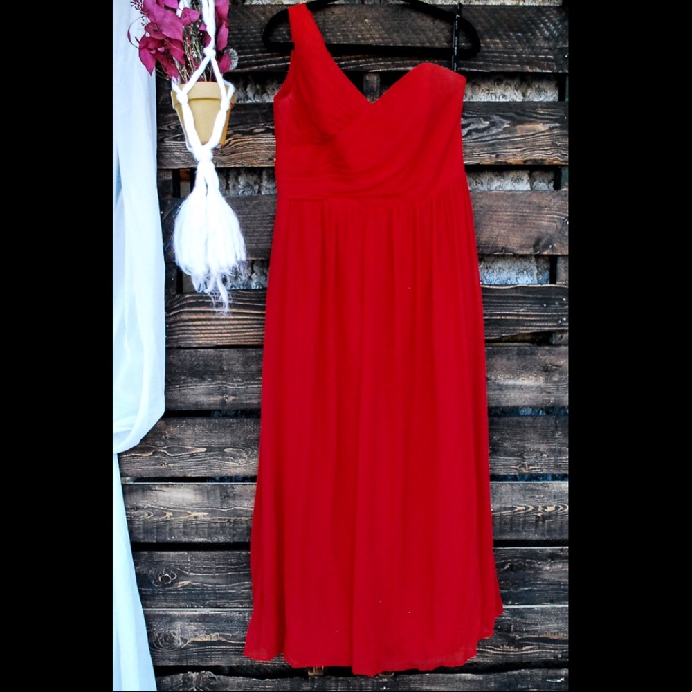 Alfred Angelo Red One Strap Formal Dress (K3)